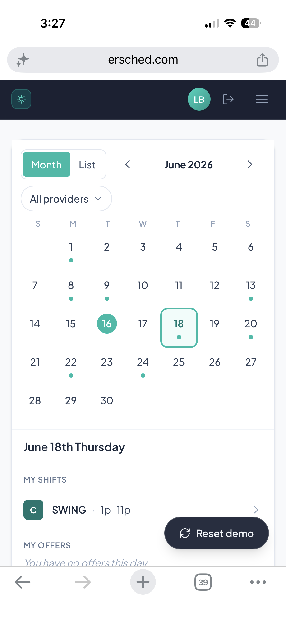 Mobile month schedule